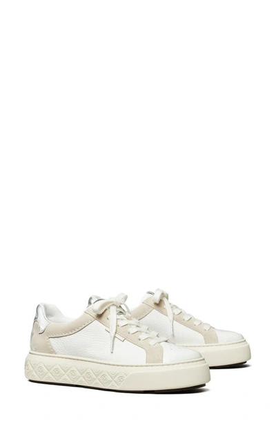 Tory Burch Ladubyg Low-top Sneakers In White/light Grey/silver