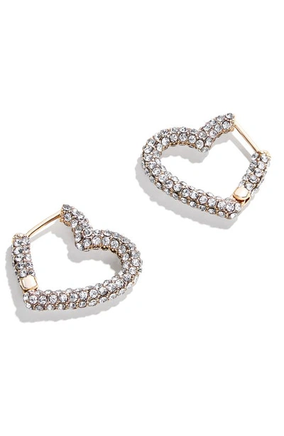 Baublebar Velma Pave Heart Hoop Earrings In Gold Tone In White/gold