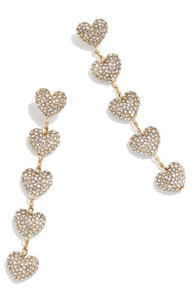 Baublebar Etta Pave Heart Linear Drop Earrings In Gold Tone In White/gold