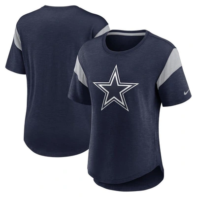 Nike Heather Navy Dallas Cowboys Primary Logo Fashion Top In Blue