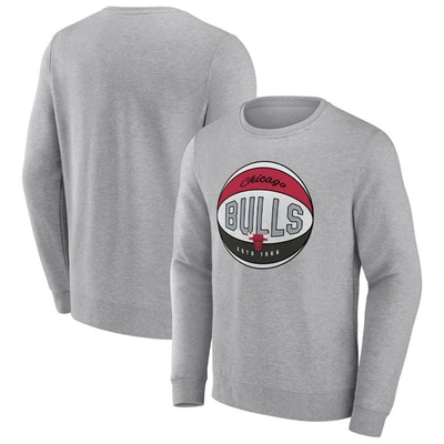 Fanatics Branded Heathered Gray Chicago Bulls True Classics Vint Pullover Sweatshirt