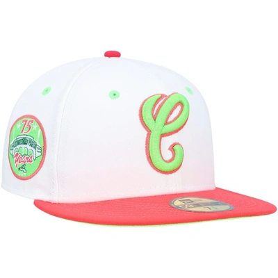 New Era White/coral Chicago White Sox Cooperstown Collection Comiskey Park 75th Anniversary Strawber In White,coral