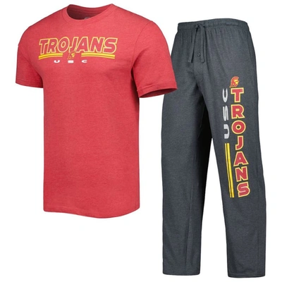 Concepts Sport Cardinal/charcoal Usc Trojans Meter T-shirt & Pants Sleep Set