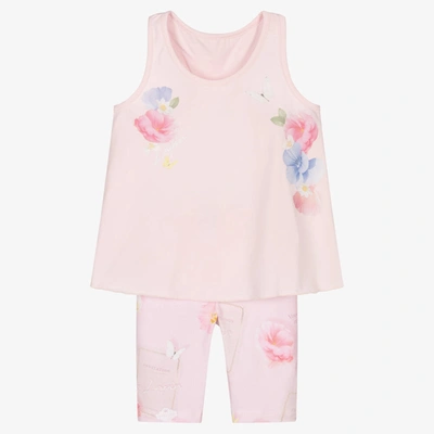 Lapin House Babies' Girls Pink Cotton Floral Shorts Set