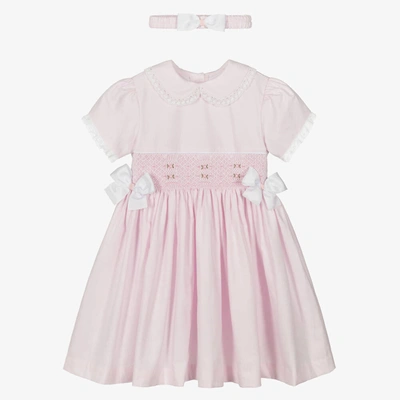 Pretty Originals Babies' Girls Pink Smocked Dress Set