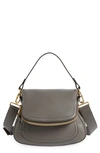 Tom Ford Jennifer Medium Grained Leather Shoulder Bag In Graphite