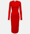 Victoria Beckham Deep V Midi Dress In Red