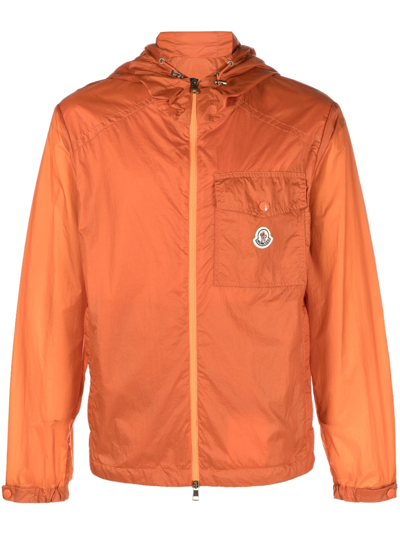 Moncler Samakar Zip Front Hooded Jacket In Orange
