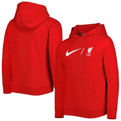 Nike Liverpool Club Fleece Big Kids' Pullover Hoodie In Red