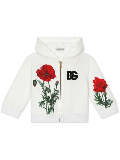 Dolce & Gabbana Babies' Floral-print Zipped Hoodie In Multicolor