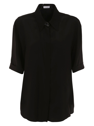 Brunello Cucinelli Silk Shirt In Black