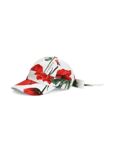 Dolce & Gabbana Kids' All-over Poppy-print Baseball Cap In Multicolor