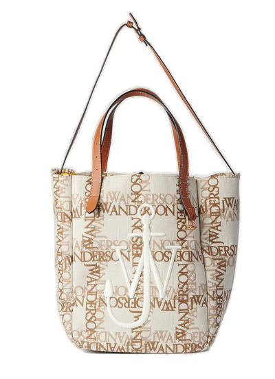 Jw Anderson Embroidered-logo Tote Bag In Beige