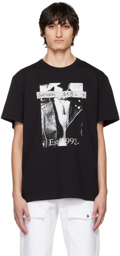 Alexander Mcqueen Graphic Logo-print T-shirt In Black