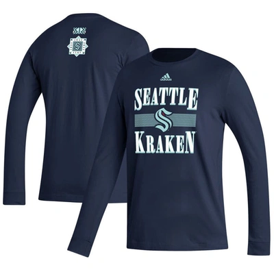 Adidas Originals Adidas Navy Seattle Kraken Reverse Retro 2.0 Fresh Playmaker Long Sleeve T-shirt