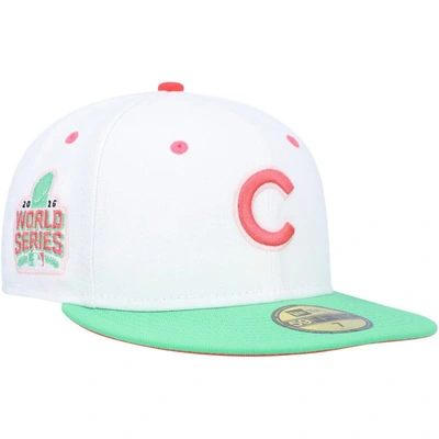 New Era Men's  White, Green Chicago Cubs Watermelon Lolli 59fifty Fitted Hat In White,green