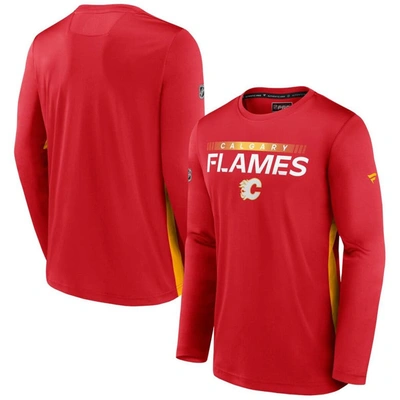 Fanatics Branded Red Calgary Flames Authentic Pro Rink Performance Long Sleeve T-shirt