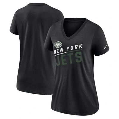 Nike Black New York Jets Slant Logo Tri-blend V-neck T-shirt