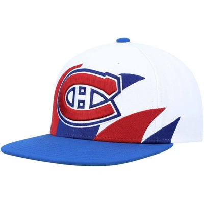 Mitchell & Ness Men's  White, Blue Montreal Canadiens Vintage-like Sharktooth Snapback Hat