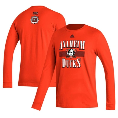 Adidas Originals Adidas Orange Anaheim Ducks Reverse Retro 2.0 Fresh Playmaker Long Sleeve T-shirt