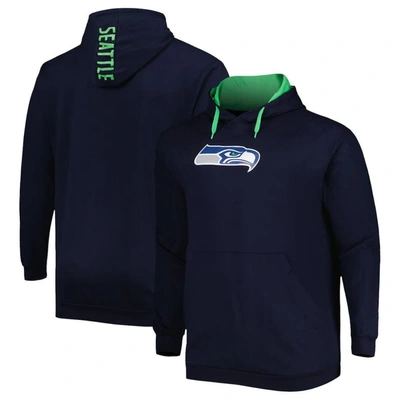 Profile Men's College Navy Seattle Seahawks Big And Tall Logo Pullover Hoodie