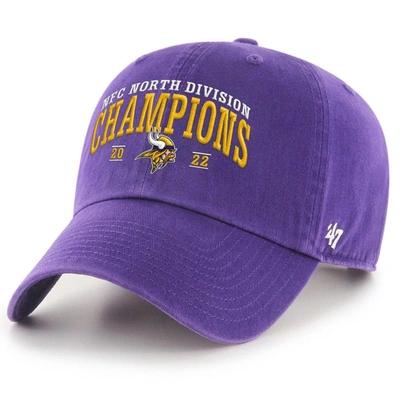 47 Purple Minnesota Vikings 2022 Nfc North Division Champions Clean Up Adjustable Hat