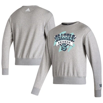 Adidas Originals Adidas Gray Seattle Kraken Reverse Retro 2.0 Vintage Pullover Sweatshirt