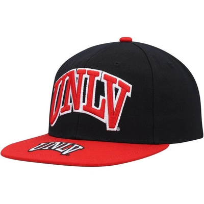 Mitchell & Ness Men's  Black, Red Unlv Rebels Logo Snapback Hat In Black,red
