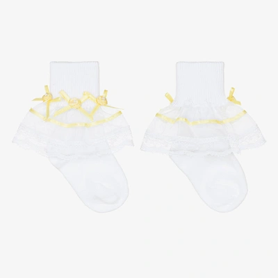 Pretty Originals Kids' Girls White Tulle Cotton Socks