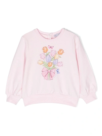 Monnalisa Babies' Girls Pink Cotton Tulip Sweatshirt