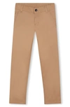 Hugo Boss Teen Boys Beige Cotton Chino Pants In Stone