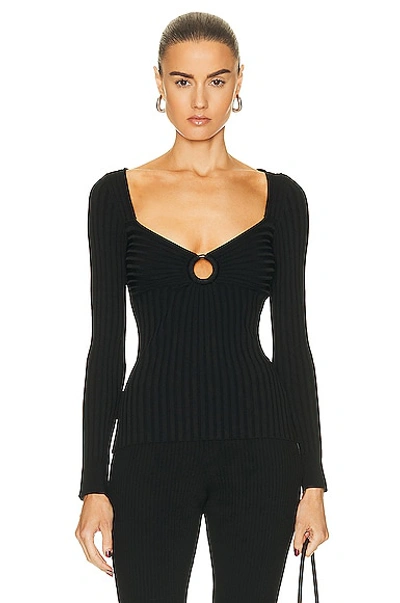 Stella Mccartney Cutout Ribbed-knit Sweater In Black