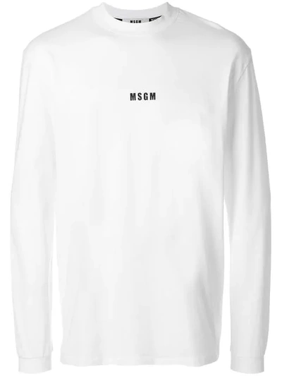 Msgm Logo Print Sweatshirt In 01.white