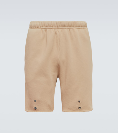 Les Tien Snap-front Cotton Sweatshorts In Almond