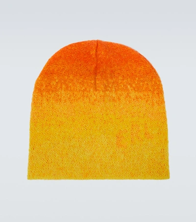 Erl Gradient Mohair-blend Beanie In Orange