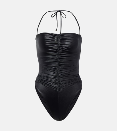 Saint Laurent Halterneck Swimsuit In Nero