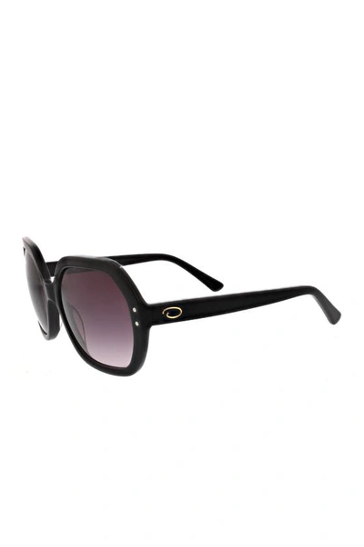 Oscar De La Renta 57mm Angled Square Sunglasses In Black/shiny Gold