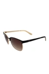 Oscar De La Renta 56mm Double Clubmaster Sunglasses In Shiny Gold W/matte Black