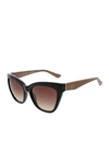 Oscar De La Renta 55mm Glam Cat Eye Sunglasses In Black/smokey Brown Gradient