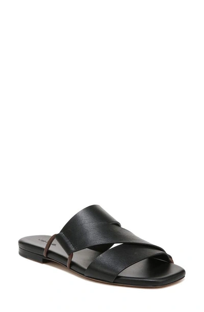 Vince Women's Dulan Slip On Asymmetrical Slide Sandals In Black