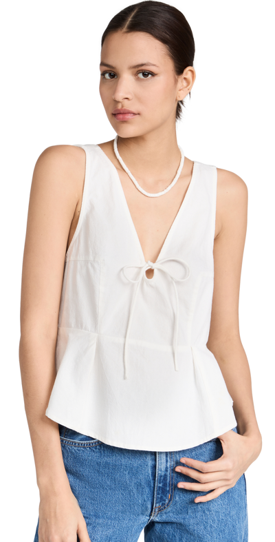 Free People Mika Striped Cotton Tank Top In White