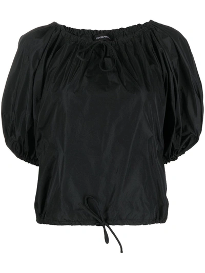 Emporio Armani Puff-sleeve Top In Black