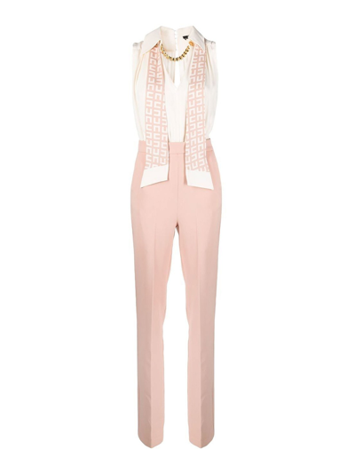 Elisabetta Franchi Scarf-detail Tailored Jumpsuit In Pink