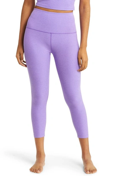 Beyond Yoga Caught In The Midi Space-dye High-waisted Legging In Bright Amethyst Heather