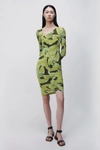 Jonathan Simkhai Frederique Printed Mesh Midi Dress In Chartreuse Multi