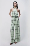 Jonathan Simkhai Joey Shibori Print Charmeuse Pants In Pistachio Multi Shibori