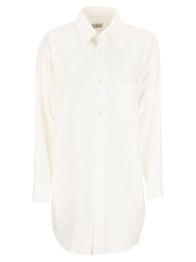 Etro Cotton Shirt With Pegasus In White