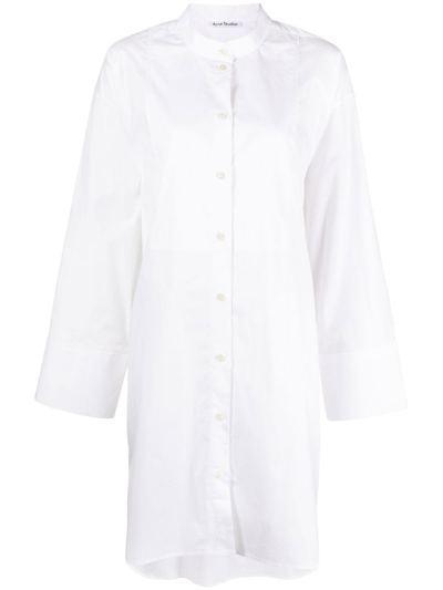Acne Studios Collarless Shirt Dress In White