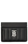 Burberry Leather Lola Card Holder In Black / Palladio
