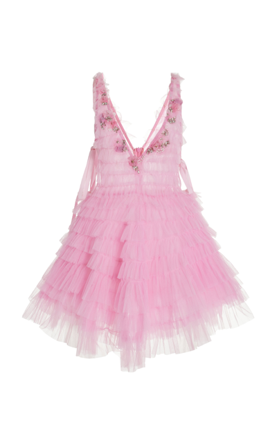 Loveshackfancy Minya Ruffled Tulle Mini Dress In Pink